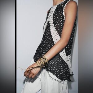 ZARA POLKA DOT TOP ZW COLLECTION - Sz L